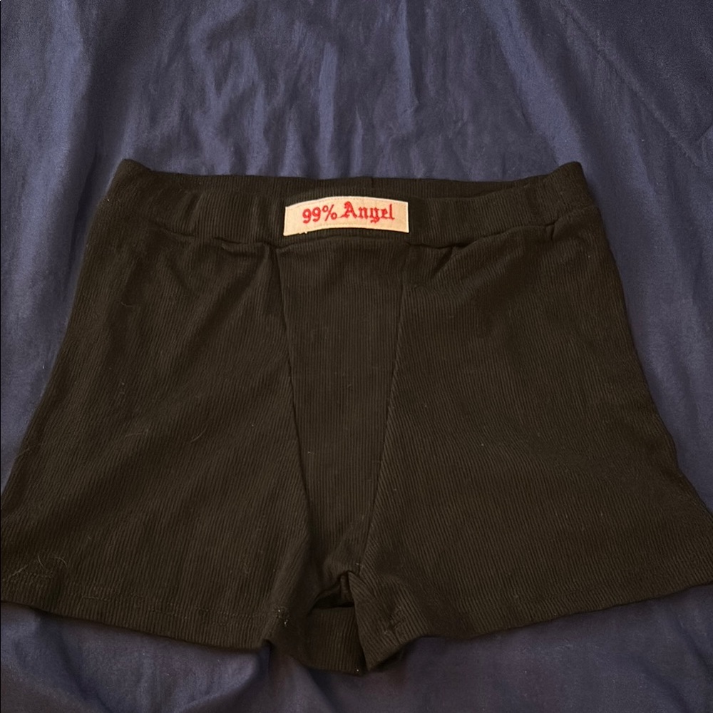 Angel Black Bike Shorts with Elastic Waistband